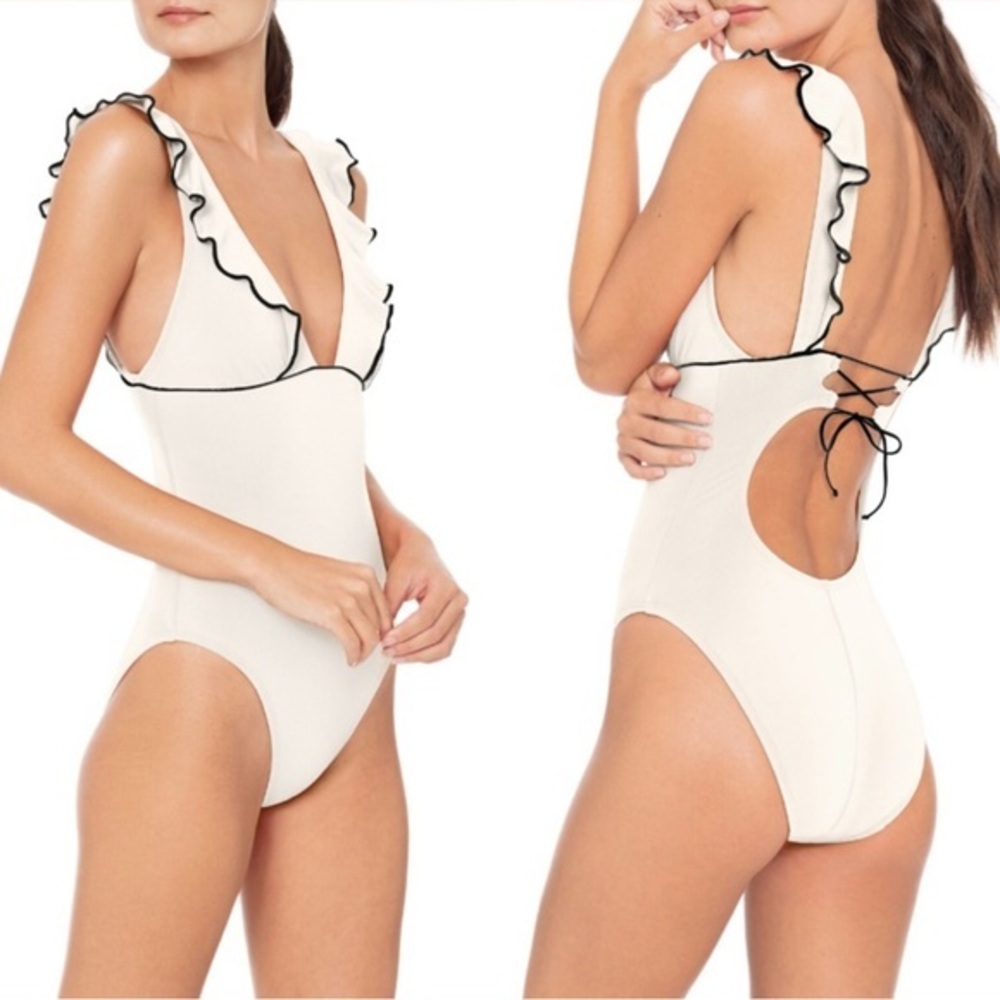 Robin Piccone Malia Ruffle One-Piece Swimsuit Size 12